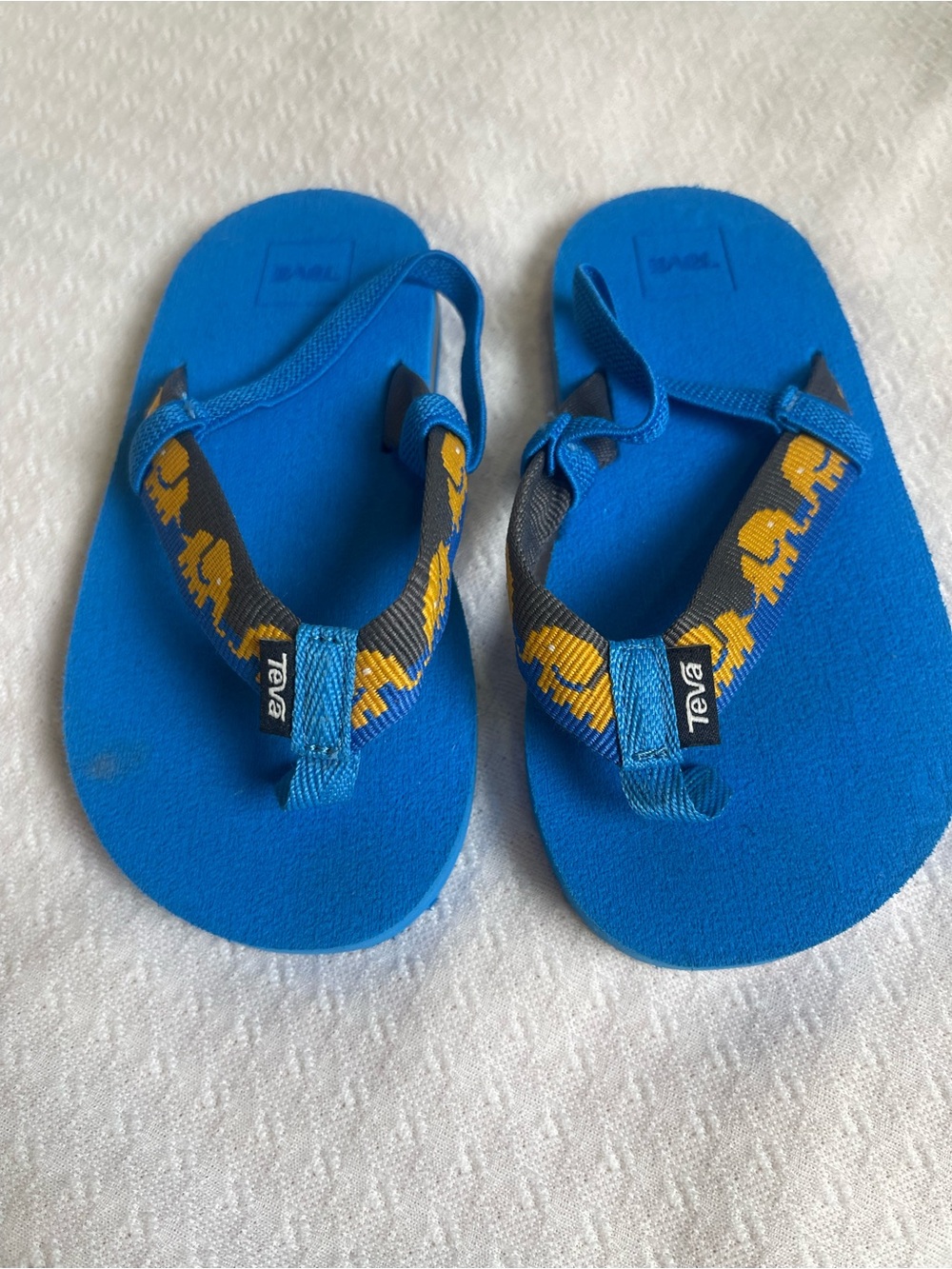 Teva Kids Blue Flip Flops with Yellow Accents